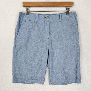 Talbots Shorts Womens 8 Blue Bermuda Flat Front Chino Mid Rise Casual Summer